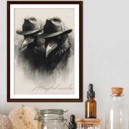 Crow Print Poster, Gothic Wall Art, Dark Decor, Film Noir Print, Corvid Attempted Murder A4 - thumbnail 4