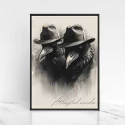 Crow Print Poster, Gothic Wall Art, Dark Decor, Film Noir Print, Corvid Attempted Murder A4 - thumbnail 3