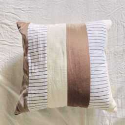 Hand Block Print Striped Quilt Creme Grey Cotton Bedding.throw Blanket - thumbnail 2