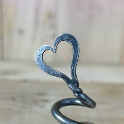 Heart Pen Holder - Valentines Day Birthday Anniversary Wedding Mother's Blacksmith Hand Forged - thumbnail 3