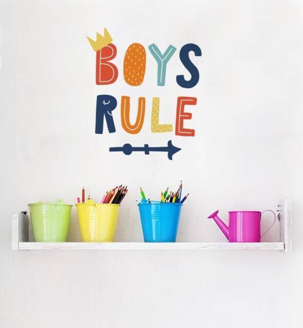Boys Rule Wall Sticker Decal - Quotes, Decals, Words, Inspiration, Decor, Family