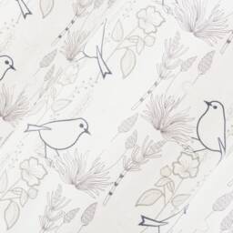 Embroidered Bird Linen Curtain Natural Organic Cotton Blend Panel - thumbnail 1