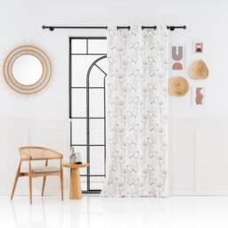 Embroidered Bird Linen Curtain Natural Organic Cotton Blend Panel - thumbnail 3