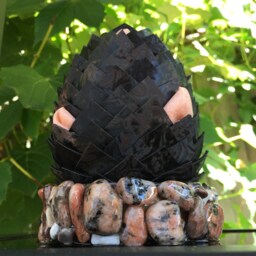 Ooak Dragon Egg Hand Crafted Ornament, Petal Scale Wyvern Egg - thumbnail 2