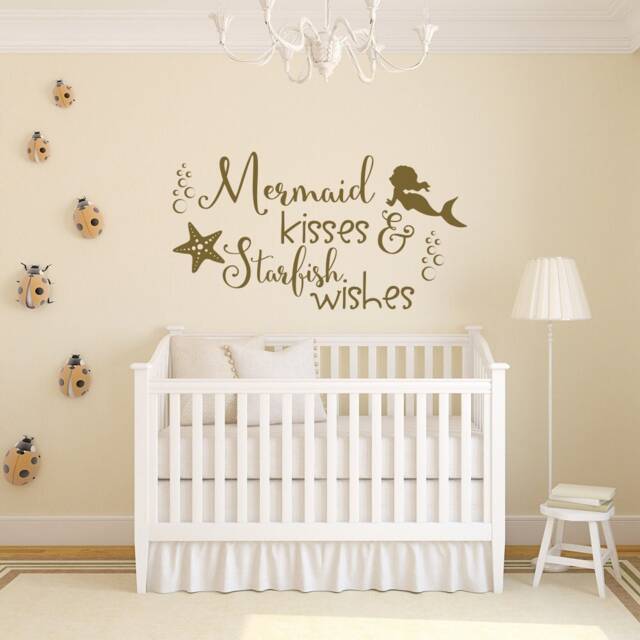 Mermaid Kisses Starfish Wishes Wall Decal - Girls Nursery Decor Ww115 - image 1