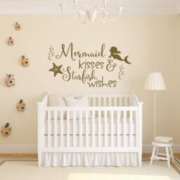 Mermaid Kisses Starfish Wishes Wall Decal - Girls Nursery Decor Ww115 - thumbnail 1