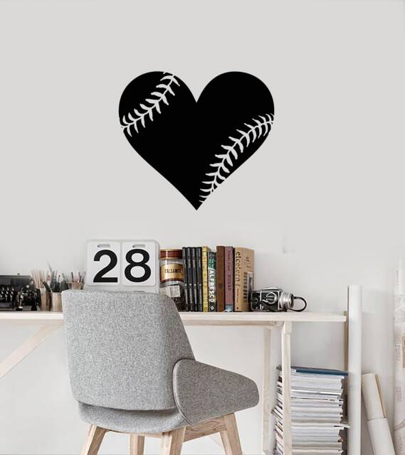 Baseball Heart Vinyl Wall Decal Boys Room Man Cave Home Decor Stickers Mural - #2810Di - image 1