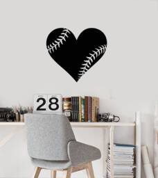 Baseball Heart Vinyl Wall Decal Boys Room Man Cave Home Decor Stickers Mural - #2810Di - thumbnail 1