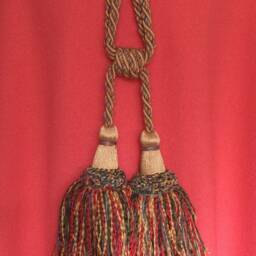 "1 - Of 2 Long Tasseled Tiebacks 13"" Long With 2 Large, Full 7" - thumbnail 4
