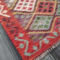 Classic Kilim Rug, Handmade Artisan Afghan Turkish Persian Qashqai Navajo Bohemian Natural Wool Flatweave Multicolour Rug 135x84 cm - thumbnail 2