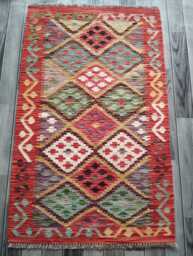 Classic Kilim Rug, Handmade Artisan Afghan Turkish Persian Qashqai Navajo Bohemian Natural Wool Flatweave Multicolour Rug 135x84 cm - thumbnail 1