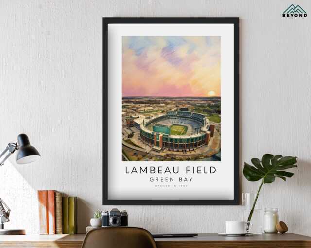 Green Bay Lambeau Field Art Print & Frames - Gift Decor Impressionist Painting Packers Stadium Frame Poster For Him Dad Drawing - image 1