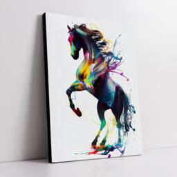 Colorful Horse Animal Abstract Oil Painting Splatter Style Wall Art, Framed Canvas Poster Print, Home Kitchen Office Room Decor, Gifts - thumbnail 2
