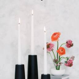 Small Cylinder Concrete Modern Black Taper Candle Holder - thumbnail 3
