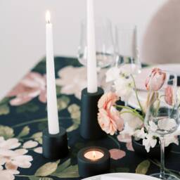 Small Cylinder Concrete Modern Black Taper Candle Holder - thumbnail 2