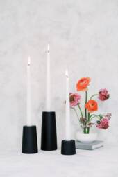 Small Cylinder Concrete Modern Black Taper Candle Holder