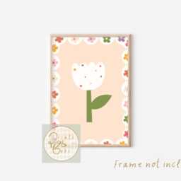 Bright Personalised Girls Initial, Dog & Flower Prints. Perfecr For A Room, Nursery Or Playroom - Prints Only, Unframed - thumbnail 3