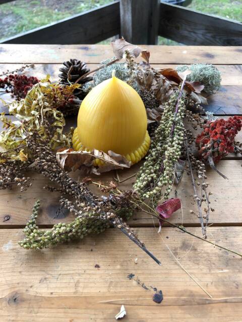 Large Beeswax Acorn Candle Natural Farmhouse Cabin Decor - image 1