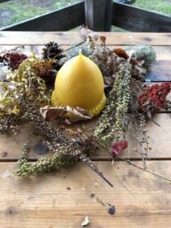 Large Beeswax Acorn Candle Natural Farmhouse Cabin Decor - thumbnail 1