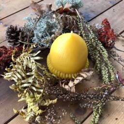 Large Beeswax Acorn Candle Natural Farmhouse Cabin Decor - thumbnail 3