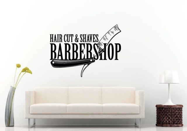 Hair Cut Shaves Barber Barbershop Salon Stylist Blade Wall Sticker Decal Vinyl Mural Decor Art L2335 - image 1