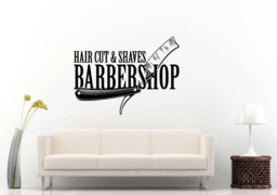 Hair Cut Shaves Barber Barbershop Salon Stylist Blade Wall Sticker Decal Vinyl Mural Decor Art L2335 - thumbnail 1