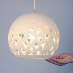 Handmade Cutwork Ceramic Semi Flush Mount Light, Warm Ambient Low Ceiling Fixture, Pineara - thumbnail 2
