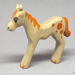 Toy Foal Wooden White Light Brown With Orange Spots Colourful Size 8, 0 X 7, 2 1, 5 cm - Bxhxs Ca. 15, 0 Gr - thumbnail 2