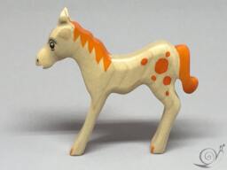 Toy Foal Wooden White Light Brown With Orange Spots Colourful Size 8, 0 X 7, 2 1, 5 cm - Bxhxs Ca. 15, 0 Gr