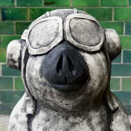 Pilot Pig Statue Concrete Flying Sculpture Cement in Goggles Funny Aviator Decoration Airplane Animal Figurine Pig Lover Gift - thumbnail 3