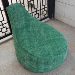 Handmade Green Vintage Rug Bean Bag Ottoman Pouf - thumbnail 3