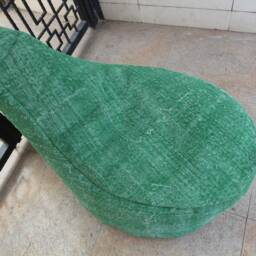 Handmade Green Vintage Rug Bean Bag Ottoman Pouf - thumbnail 2