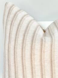 Neutral Farmhouse Beige Cream Striped Pillow Cover - thumbnail 1