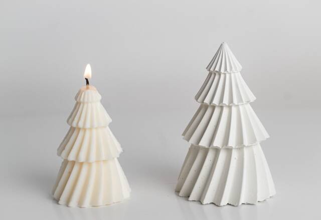 Concrete Christmas Tree Decorations, Natural Table Decor, Soy Wax Candles, Mini Ornaments Gifts - image 1