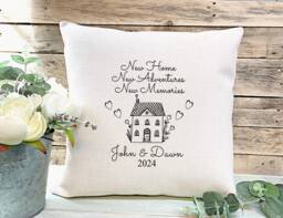 Personalised New Home Cushion, Housewarming Gift, Moving House Decor