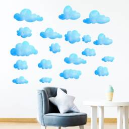 Cloud Wall Decals Set Of 20 Watercolor Nursery Stickers