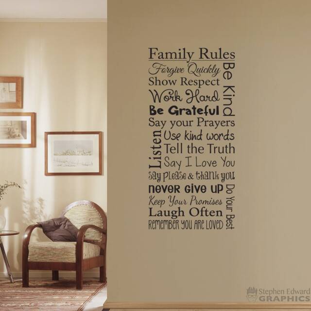 Family Rules Wall Decal Show Respect, Use Kind Words - image 1