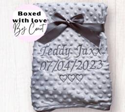 Personalised Baby Blanket, Cute Dimple Gifts For Boy, Girl Gifts, Neutral Baby, Coming Home, Nursery - thumbnail 1