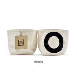 Canvas Planter, Two Way Black Stripe For Succulents & Cacti, Mini White Blockprint On Bucket - thumbnail 3
