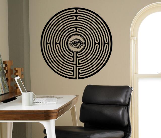 Maze Labyrinth Wall Decal Mystic Eye Vinyl Sticker Abstract Art Decor Home Interior Room Design 7(Nit - image 1