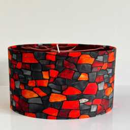 Handmade By Order Red Stone Marble Digital Print On Velvet Drum Lamp Shade Ceiling All Shapes & Sizes Available - thumbnail 3