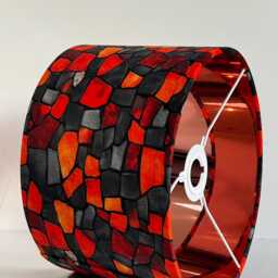 Handmade By Order Red Stone Marble Digital Print On Velvet Drum Lamp Shade Ceiling All Shapes & Sizes Available - thumbnail 2