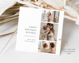 Custom Three Photo Card, Personalised Picture Collage Birthday Anniversary Wedding Gift, Minimal Design Greeting, For Him Her Family - thumbnail 1
