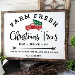Farm Fresh Christmas Trees Wall Decal Red Truck Decor - Diy Sign Kit - thumbnail 2