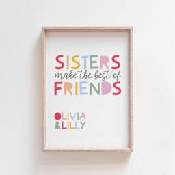 Sister Bedroom Prints, Girls Nursery Shared Bedroom, Big Sis Lil Sis, Sisters Make Best Friends, Wall Art, Playroom - thumbnail 1
