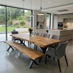Firsby Xf Live Edge Dining Table Rustic Solid Wood Industrial Steel Legs Cotswold - thumbnail 2