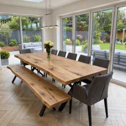 Firsby Xf Live Edge Dining Table Rustic Solid Wood Industrial Steel Legs Cotswold