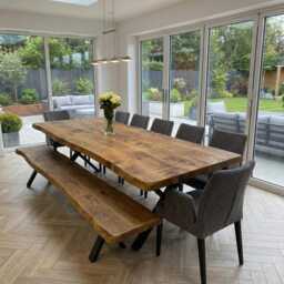Firsby Xf Live Edge Dining Table Rustic Solid Wood Industrial Steel Legs Cotswold
