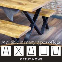 Firsby Xf Live Edge Dining Table Rustic Solid Wood Industrial Steel Legs Cotswold - thumbnail 4