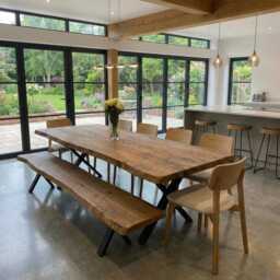 Firsby Xf Live Edge Dining Table Rustic Solid Wood Industrial Steel Legs Cotswold - thumbnail 3